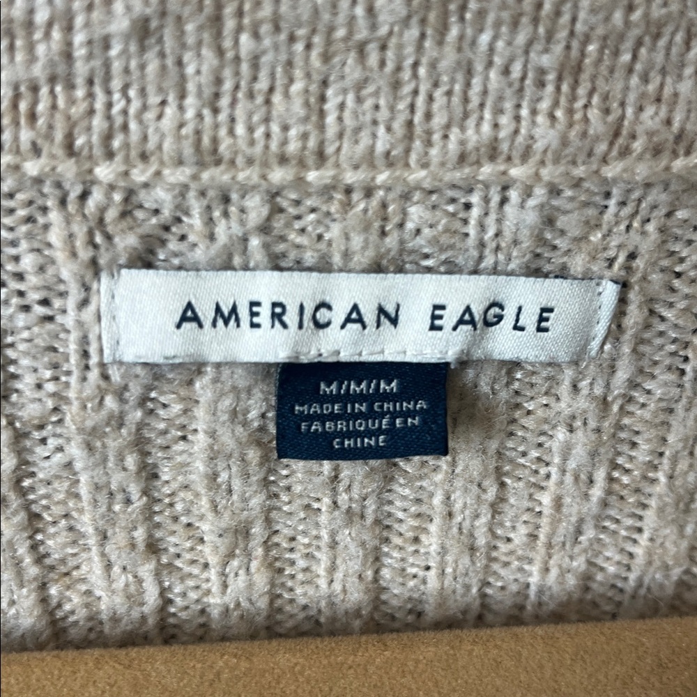 American Eagle Outfitters Cream Ribbed Button Down Sweater - Picture 2 of 4